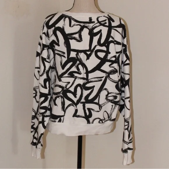 Maeve Anthropologie Heart Printed Sweatshirt Size Small - Picture 5 of 10